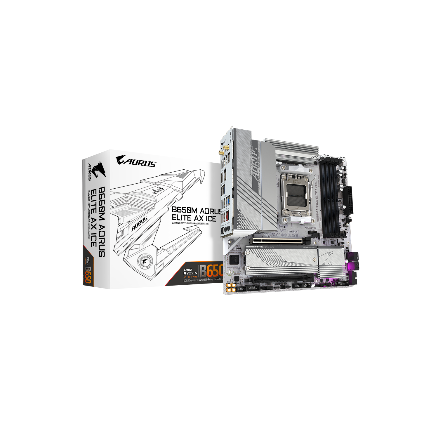 Gigabyte B650M AORUS ELITE AX ICE AMD AM5 DDR5 Micro ATX Wi-Fi